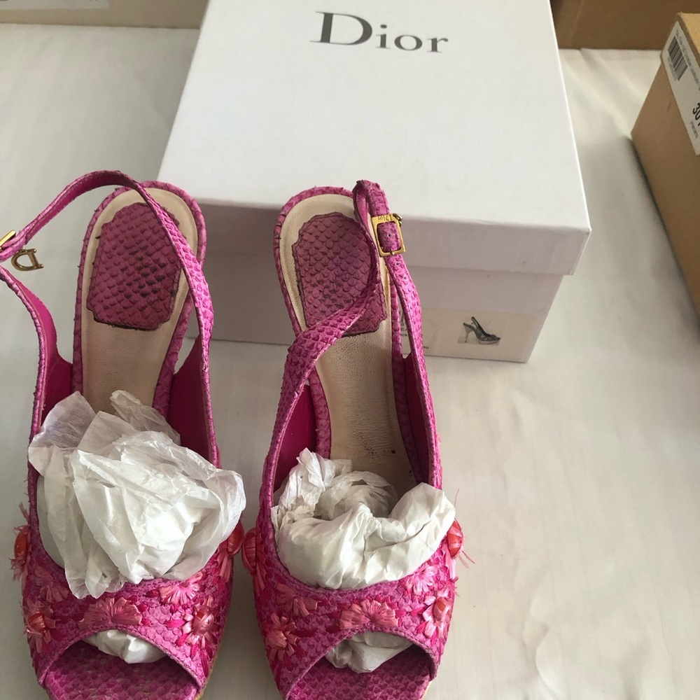 Dior Hot Pink Paraiso Slingback Heels size 38